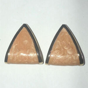 Vintage Gold Tone Shimmer Enamel Half Hoop Retro Boho Pierced Earrings